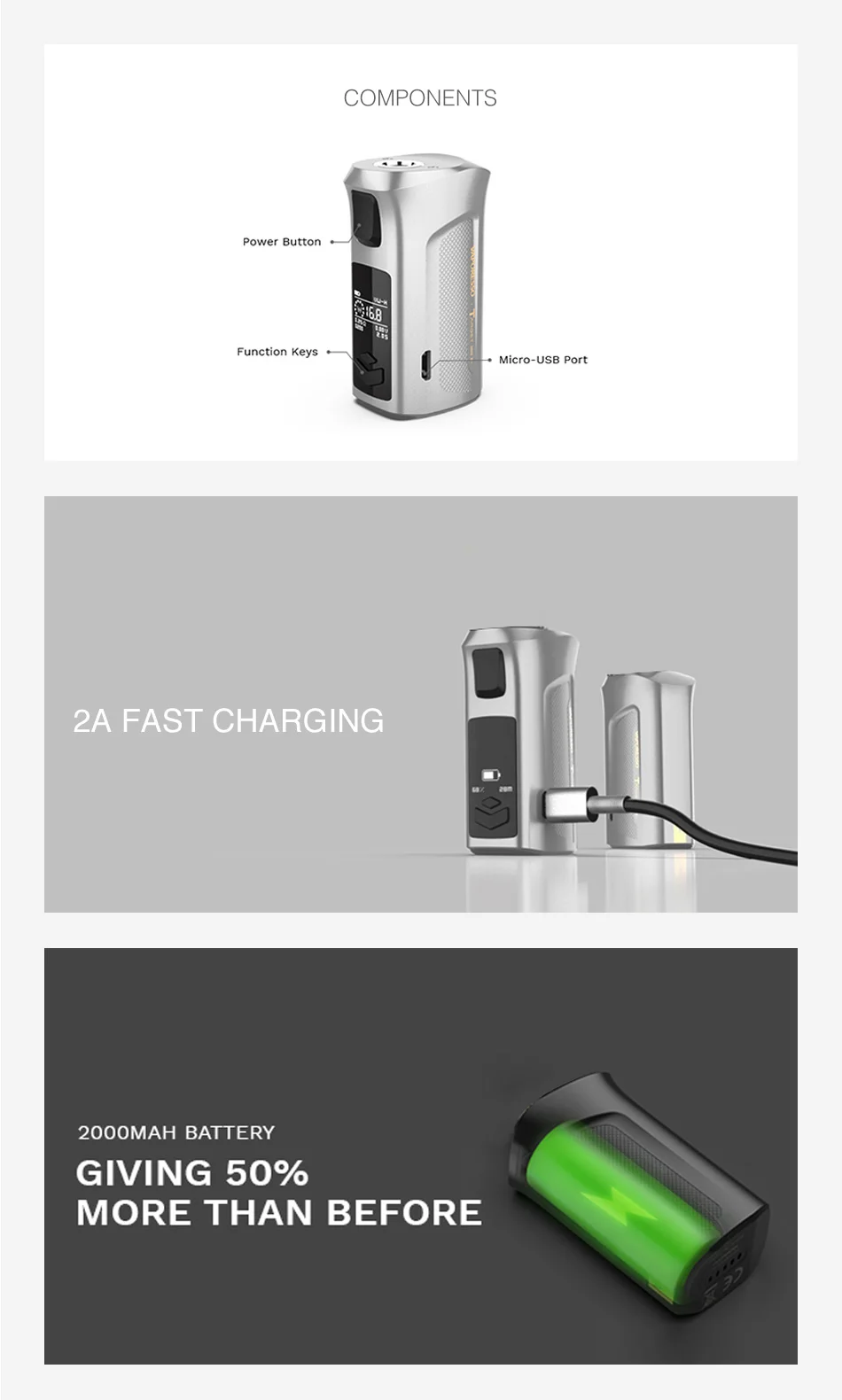 50 Вт Vaporesso Target Mini 2 коробка мод с батареей 2000 мАч и регулируемым выходом электронная сигарета Vape мод VS Drag 2
