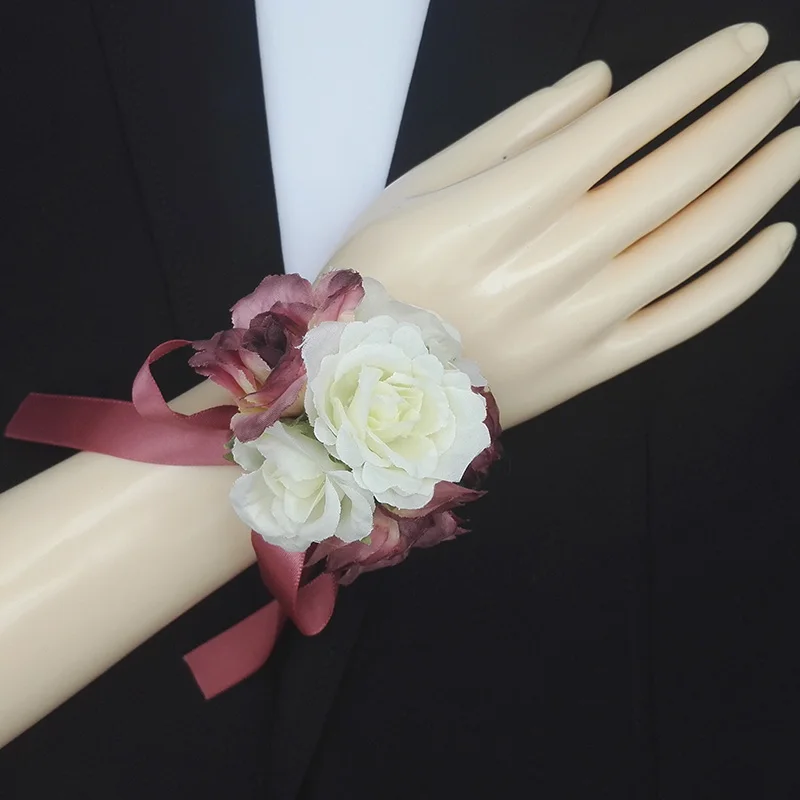 Wrist 10 Бутоньерки на выпускной,, новинка, свадебные корсажи и Бутоньерки для невесты, жениха, розы на запястье - Цвет: Wrist 10