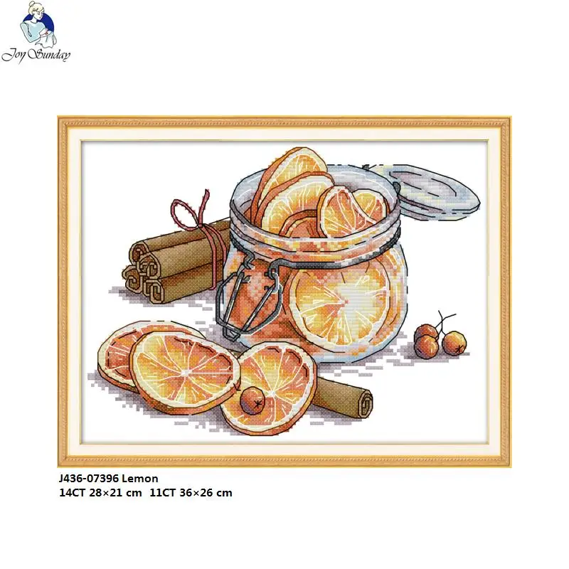 Joy Sunday лимон и корица Счетный крест DIY 14CT 11CT Точная печать для вышивки ремесел домашний декор рукоделие