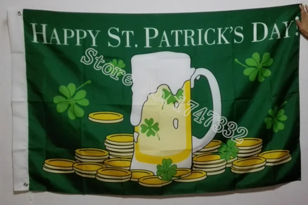Счастливый День Святого Патрика флаг горячий продавать товары 3X5FT 150X90CM баннер