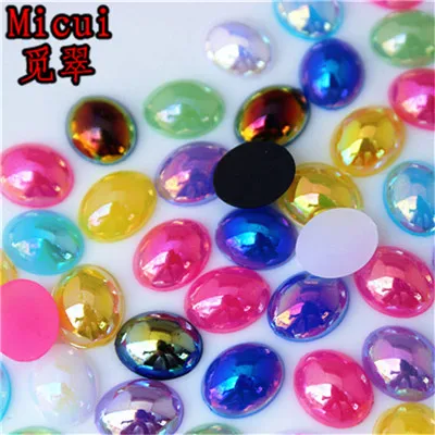 Mix color Micui 100 шт 8*10 мм Разноцветные овальной формы акриловые Стразы без клеевой основы для одежды платье украшения ювелирные изделия аксессуары MC587 - Цвет: Mix color