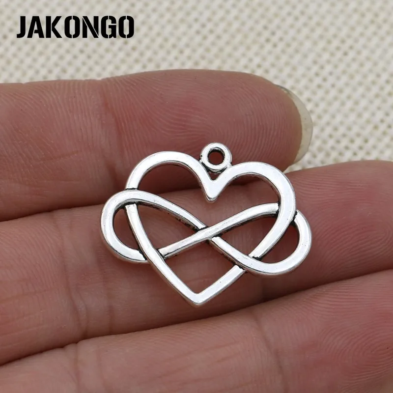 JAKONGO антикварные посеребренные бесконечные сердца любовь шармы для изготовления