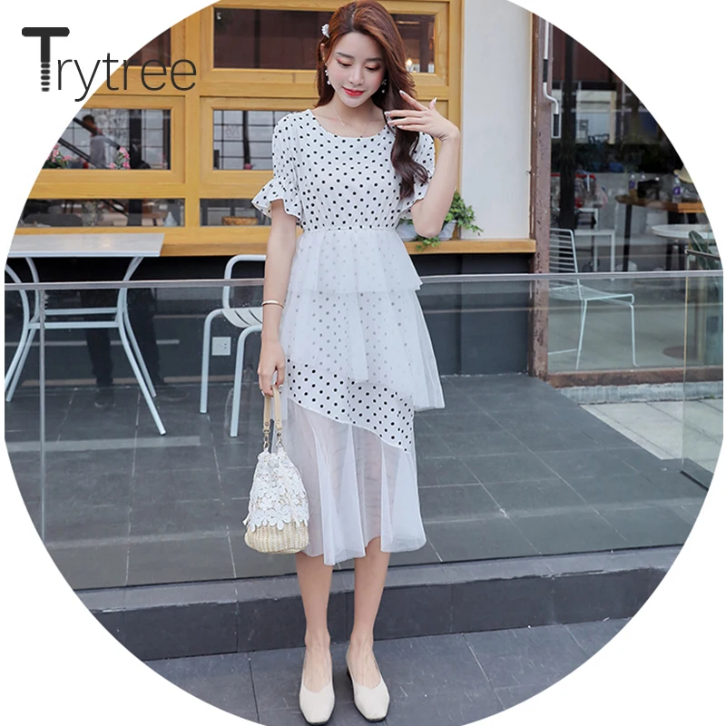 Trytree летнее модное платье для женщин асимметричное Каскадное Плиссированное