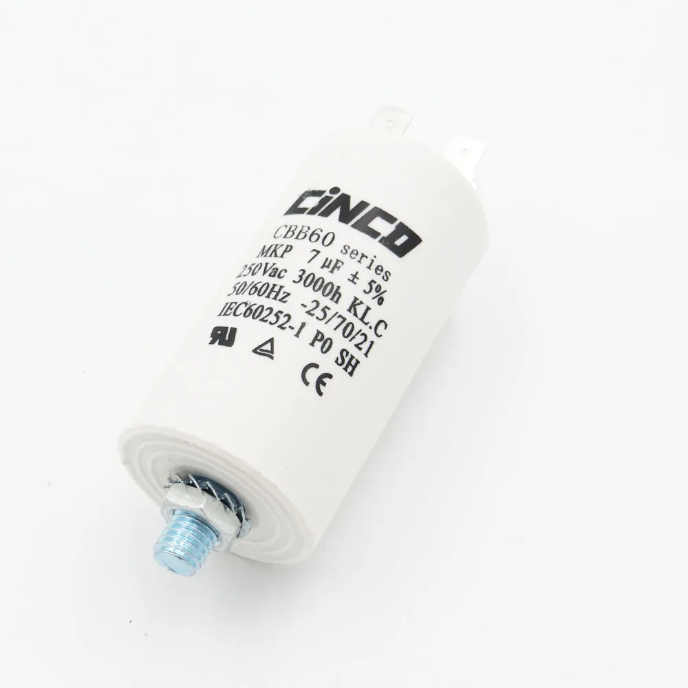 7 mfd 250VAC CBB60 конденсаторы двигателя 4pin SH DB полипропиленовая пленка Ac 250V 220V Водяной