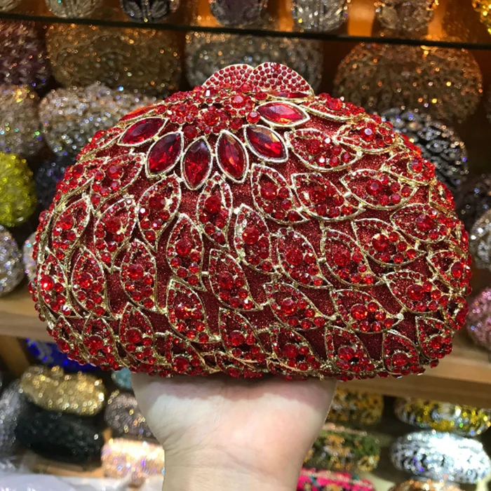 

Women gold/pink/red /black Crystal Evening mini night Purse Metal Minaudiere Bag Formal Dinner Bridal Handbag Wedding bags