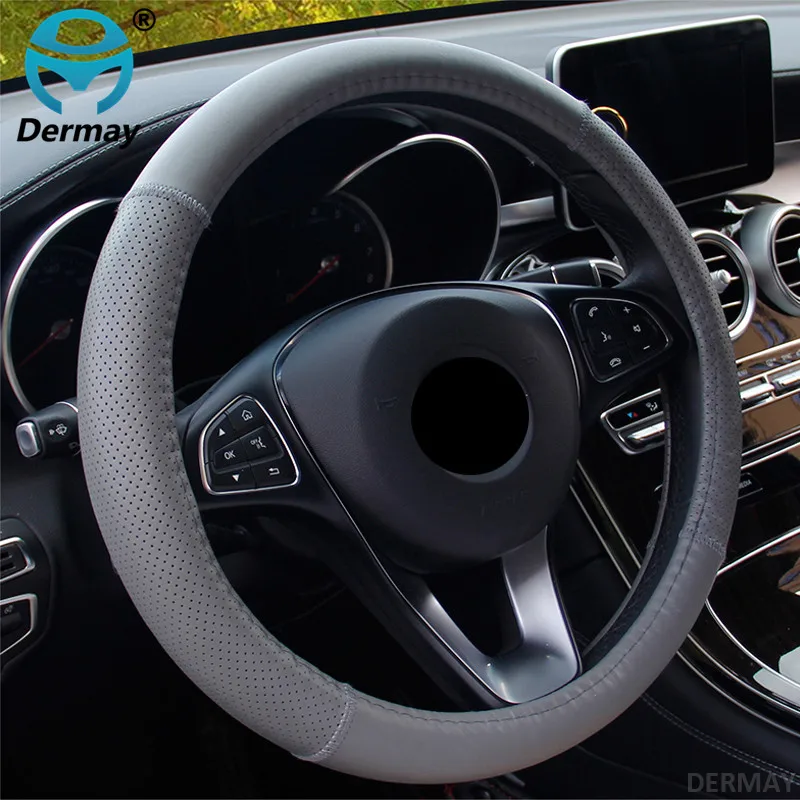 3 вида цветов Универсальный чехол рулевого колеса автомобиля из натуральной кожи