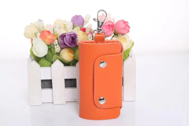 orange Новинка soliml Повседневная Женская ключница для дома кожаный мешочек для монет Чехол кошелек мужской Автомобильный держатель для ключей брелок - Цвет: orange