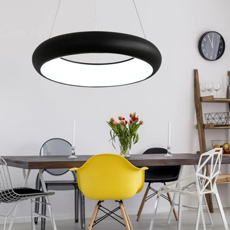 Art-Deco creative Pendant Lights Post-Modern iron cord pendant lamps Tyre shape LED restaurant RGB color changing Light | Освещение