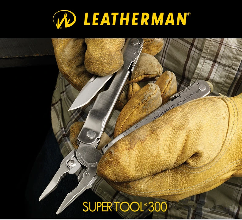 Мультитул LEATHERMAN-Super Tool 300 со сменными кусачками и пилой премиум-класса, черный/серебристый с ножкой MOLLE