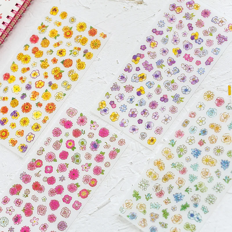 

6 Sheets Birds Flowers Stickers Set Decorative Stationery Sticker Scrapbooking Diy Diary Photo Album Decoration Stick Label