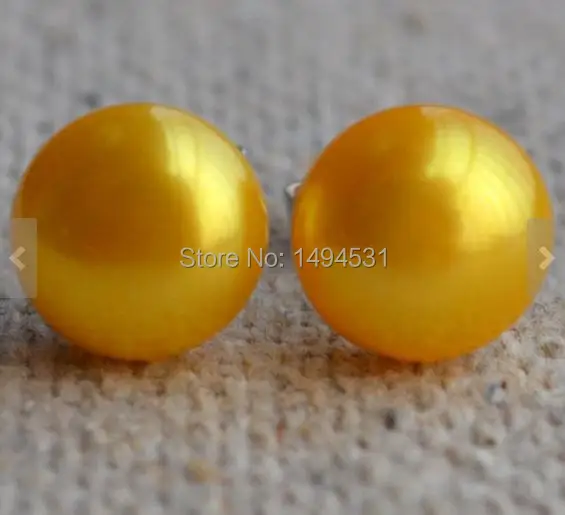 

Christmas Gift Jewelry Pearl Jewelry, AAA 8-8.5MM Golden Yellow Freshwater Pearl Stud Earrings S925 Sterling Silvers Jewelry