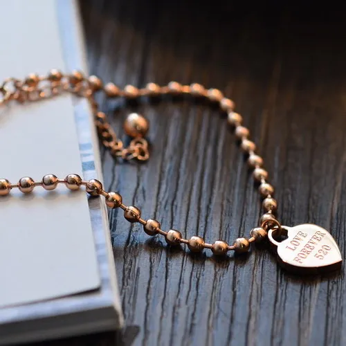 Модный брендовый браслет YUN RUO цвета розового золота с подвесками в форме сердца