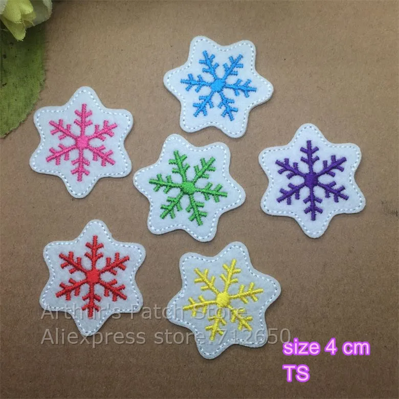 New arrival 10 pcs 6 colors of snow flake flowers Embroidered patches iron on cartoon Motif Applique embroidery accessory | Дом и сад