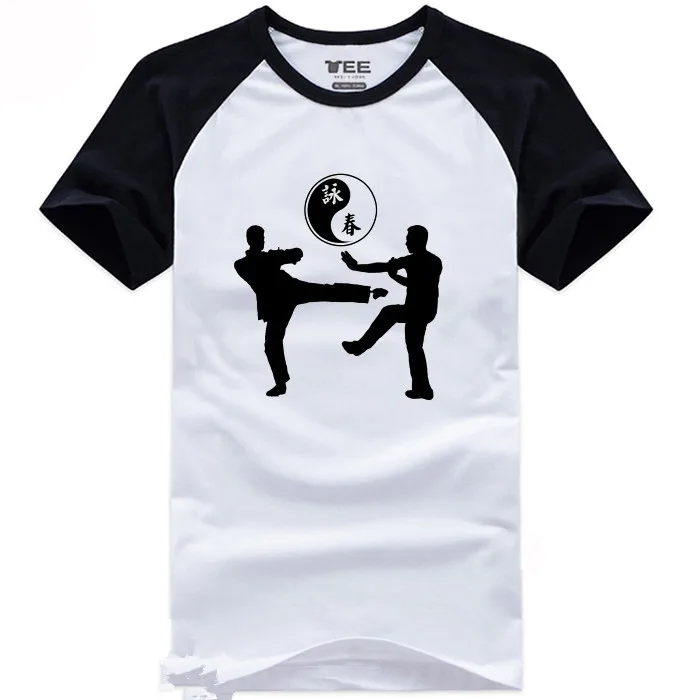 Wing Chun кольцо футболки тайцзи топы, футболки Китайский кунг-фу характер деревянный манекен хлопка классические мужские Для женщин ушу униформа Одежда