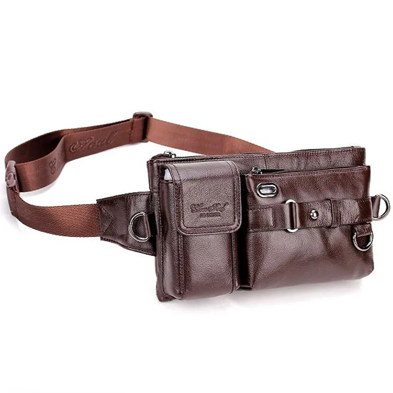 

Genuine Leather Men Waist Chest Bags Pouch Shoulder Cross Body Bum Bags High Quality Real Cowhide Male Hip Fanny Belt Pack