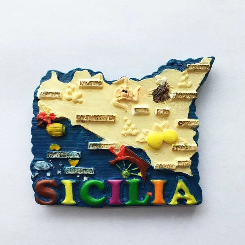 BABELEMI Italy Sicily Fridge Magnet 3D Resin Tourist Souvenirs Sicilia Magnetic Refrigerator Stickers Home Decoration|Магниты на
