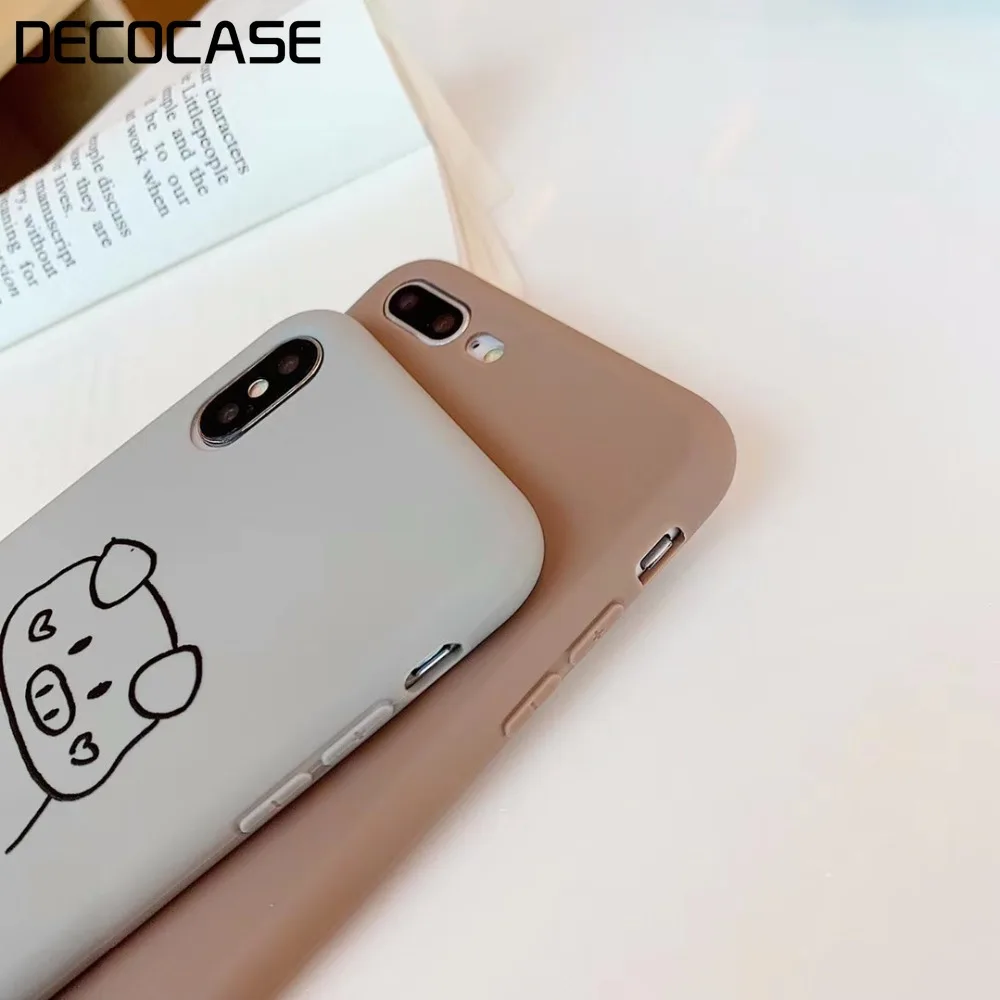 DECOCASE Симпатичные свиньи печать серый Шоколад Мягкие силиконовые для женщин и