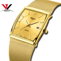 nibosi golden quartz watch men watches relogio masculino top luxury gold bracelet wrist watches steel waterproof male clock