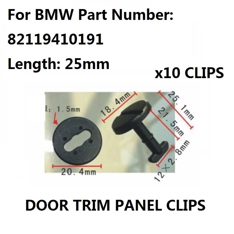 

x10 For BMW Floor Carpet Mat Clips E36 E46 E38 E39 Series- Twist Lock with Washers, OE#82119410191 New