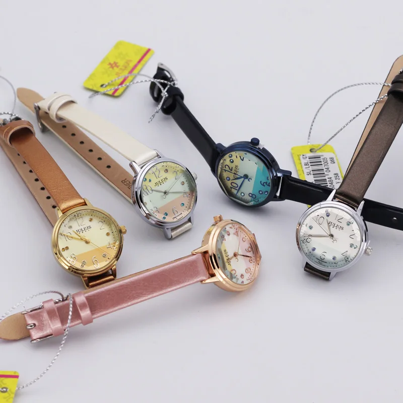 

Lady Women's Watch Japan Quartz Fine Fashion Hours Dress Bracelet Simple Colorful Leather School Girl Birthday Gift Julius Box