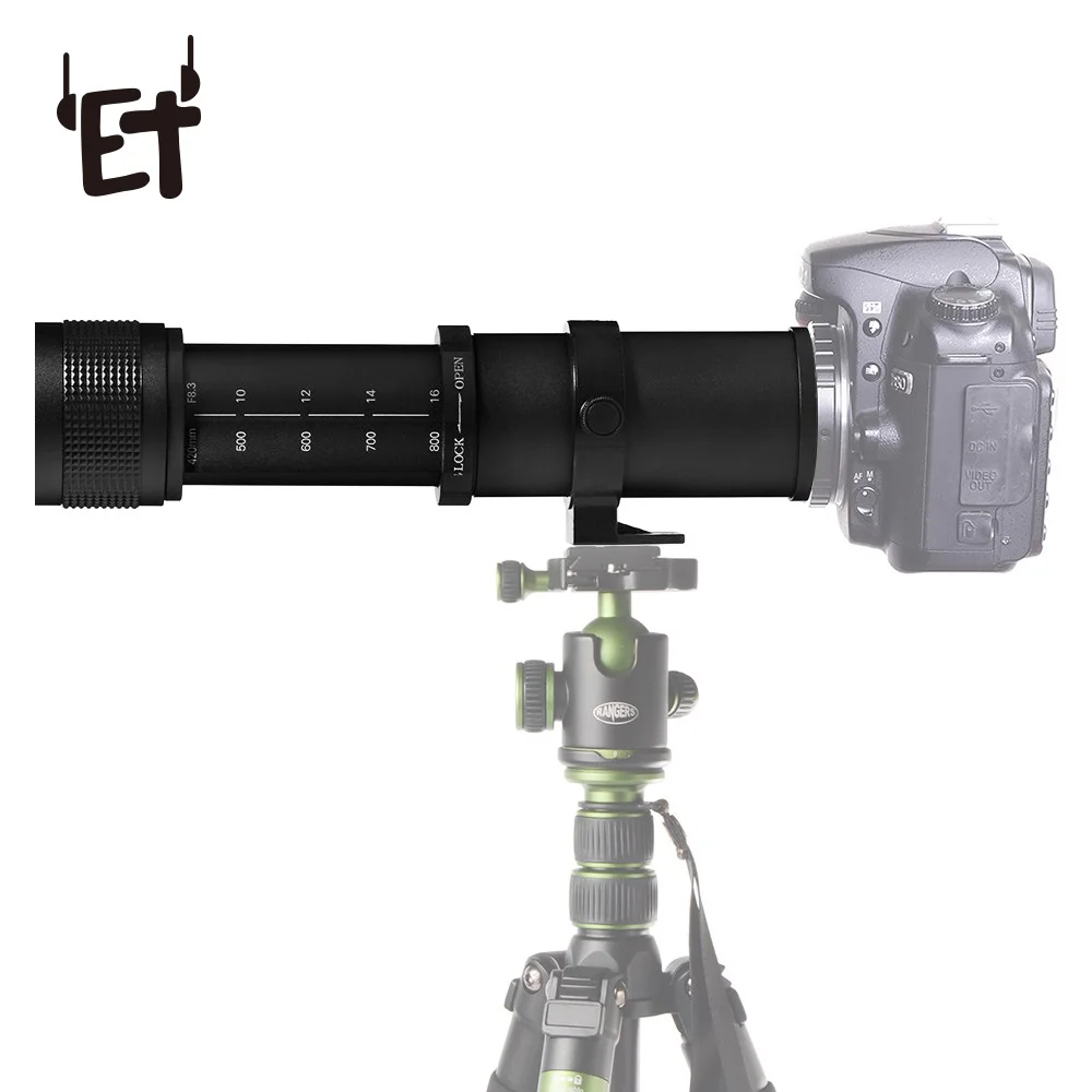 Супер телеобъектив ET 420 800 мм F/8 3 16 с ручным зумом супер для камер Canon EOS Nikon Sony Pentax