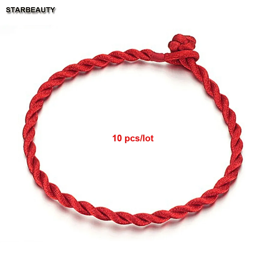 10 шт./лот женский и мужской браслет кожаный из Красной пряжи для мужчин плетеные