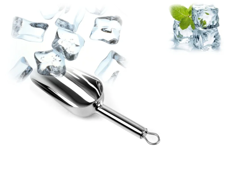 New Ice Scoop Stainless Steel Cube Shovel Bar Tools Bucket Accessories Multifunction Coffee Bean Buffer Flour Food Scoops | Дом и сад
