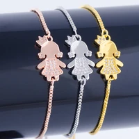 juwang sweet cute family crown boys and girls zircon copper bracelet adjustable chain charm couple for women men kawaii jewelry