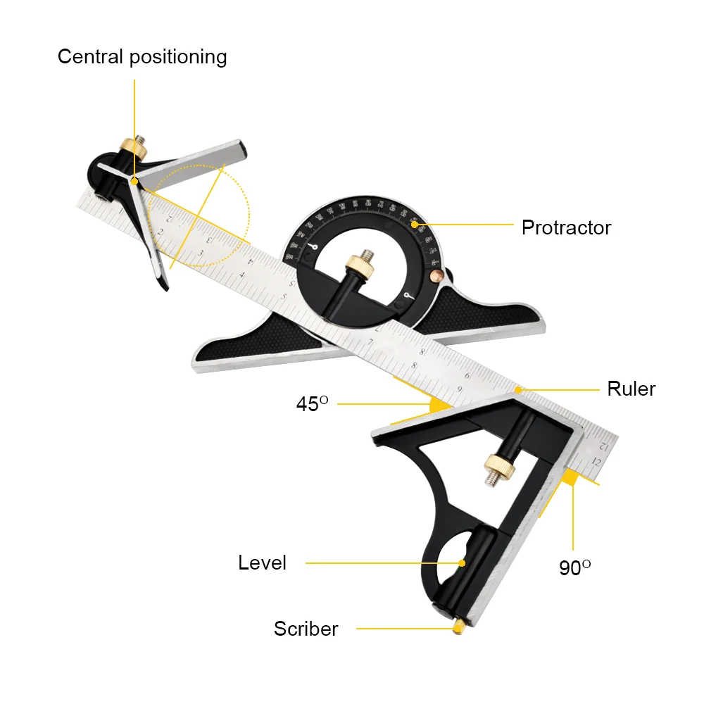 300mm Adjustable Combination Square Angle Ruler Professional Machinist Measuring Guage Multifunctional Tool | Инструменты
