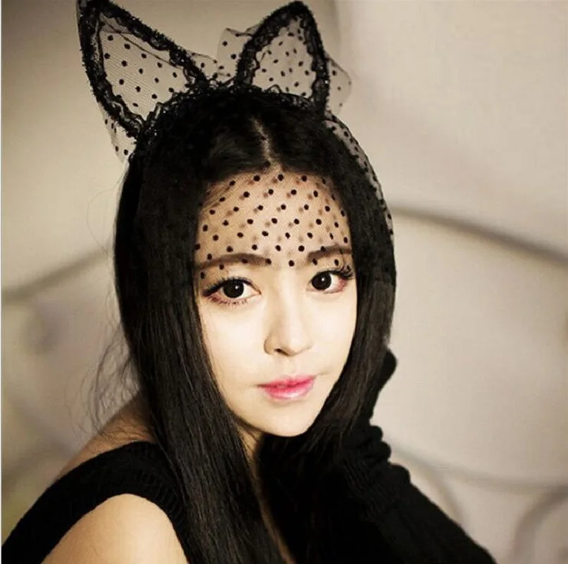 1 шт. Женская кружевная лента для волос с кроличьими ушками|Маски вечеринки| |