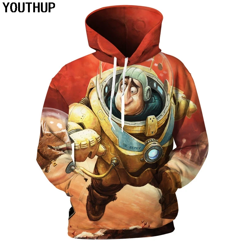

YOUTHUP Новые мужские толстовки с 3d принтом космонавта и собаки с капюшоном забавная Женская толстовка с капюшоном для мужчин плюс размер 3d пул...