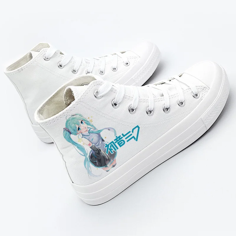 Высокие Сапоги унисекс с аниме Hatsune cos Miku, студенческие плимсоллы, обувь с веревочной подошвой Hatsune Miku, повседневная парусиновая обувь MIKU