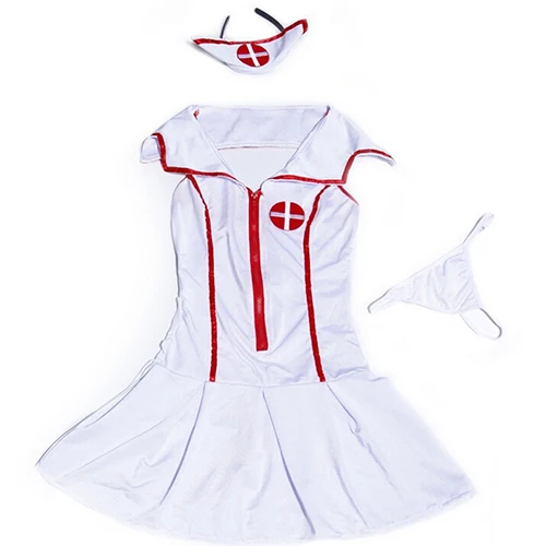 Женская сексуальная ролевая униформа медсестры с v-образным вырезом платье