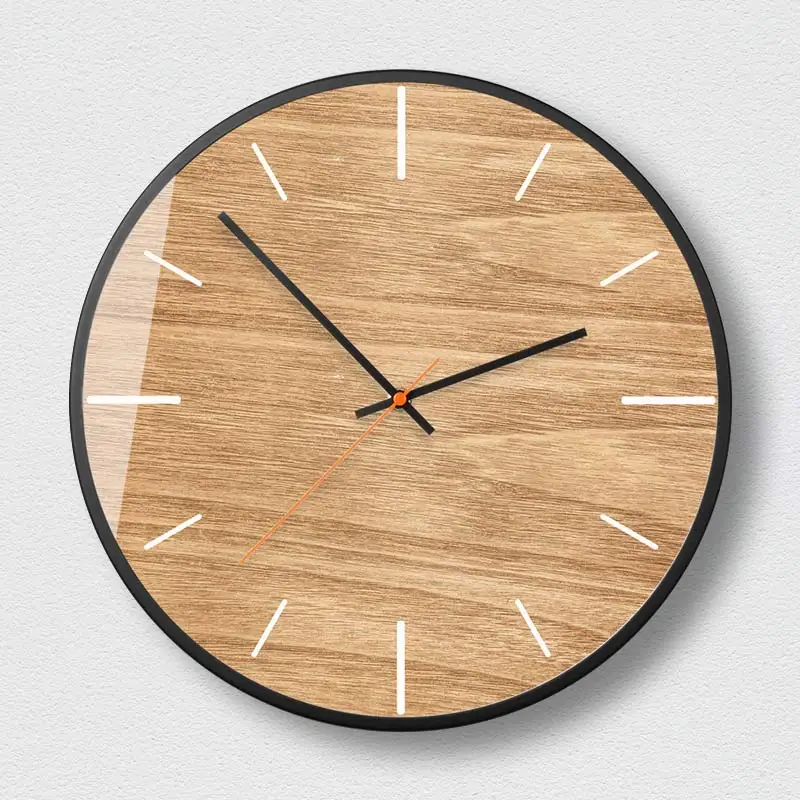 Wood grain creative personality home decoration wall clock minimalist art modern pop silent number 3d O220 | Дом и сад