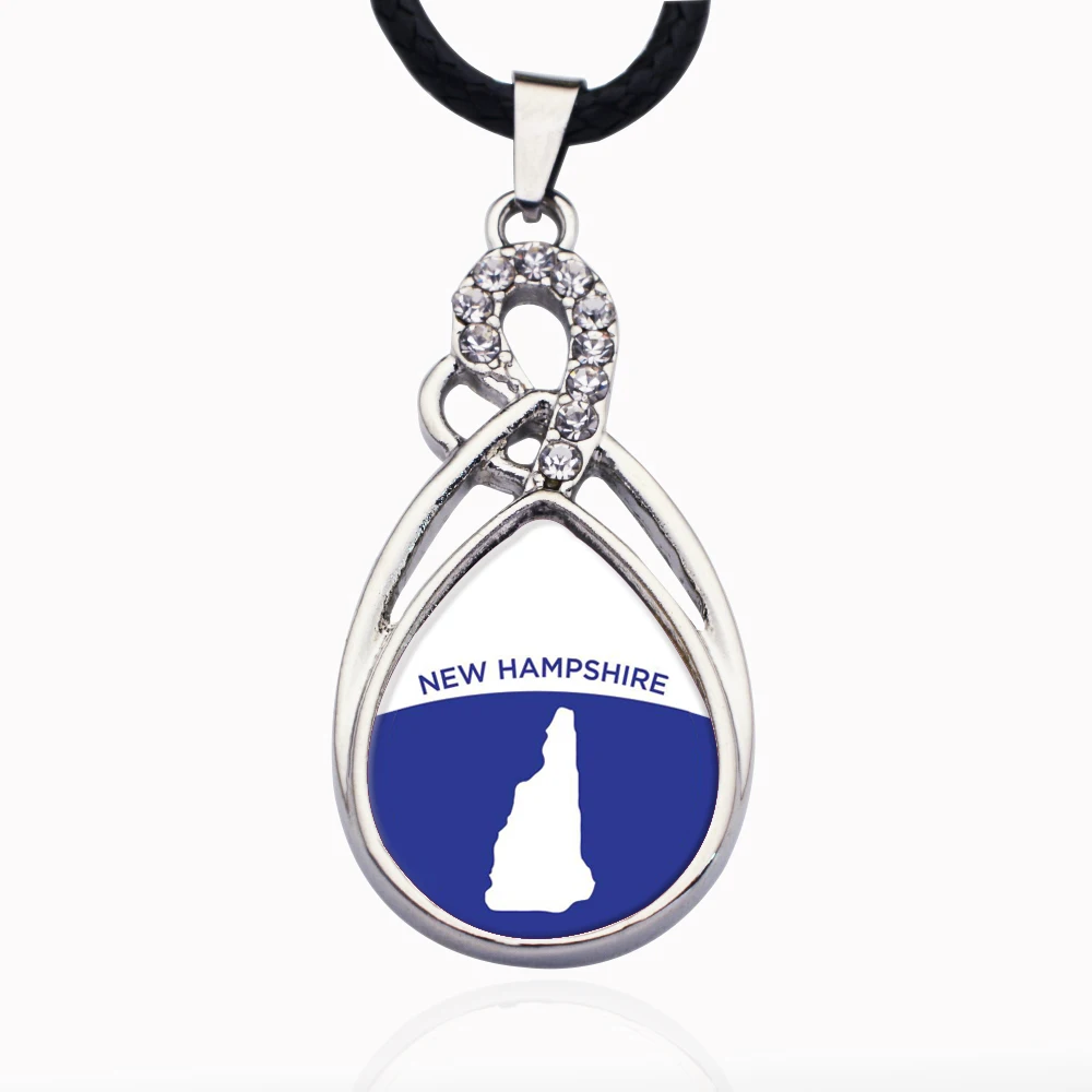 New Hampshire Outline Circle Charm Necklace Stars Ball Pendant Crystal Collares Chain For unisex | Украшения и аксессуары
