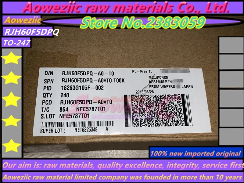 Aoweziic+ импортный RJH60F5DPQ RJH60F5 TO-247 IGBT трубка 80A 600V