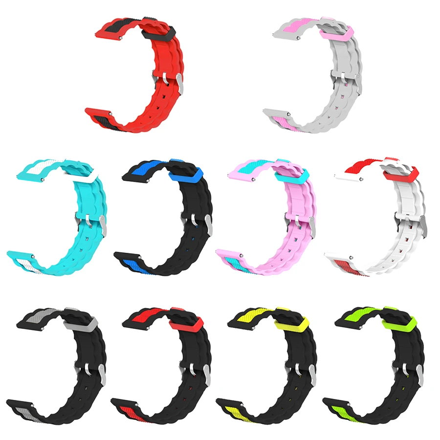 

For Amazfit Bip Strap Wristband 20mm Strap Bracelet Silicone Double Color Bracelet for Garmin vivoactive 3
