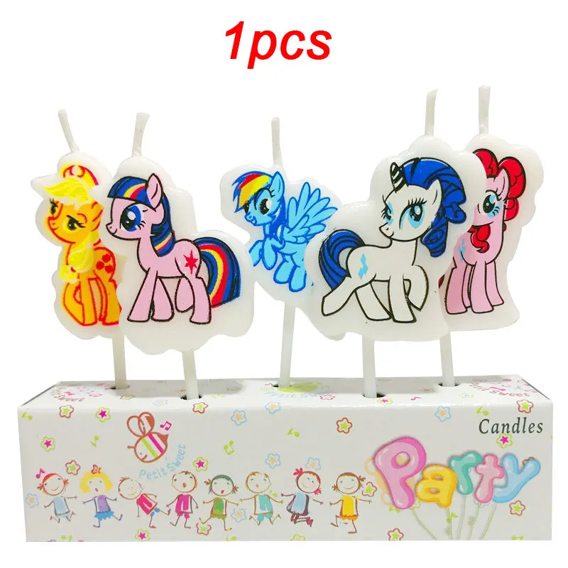candle-1pcs Украшения для дня рождения, Детские скатерти «Мой маленький пони», вечерние принадлежности, тарелки, шляпы, ножи, чашки, флаги, одноразовые столовые приборы, набор - Цвет: candle-1pcs