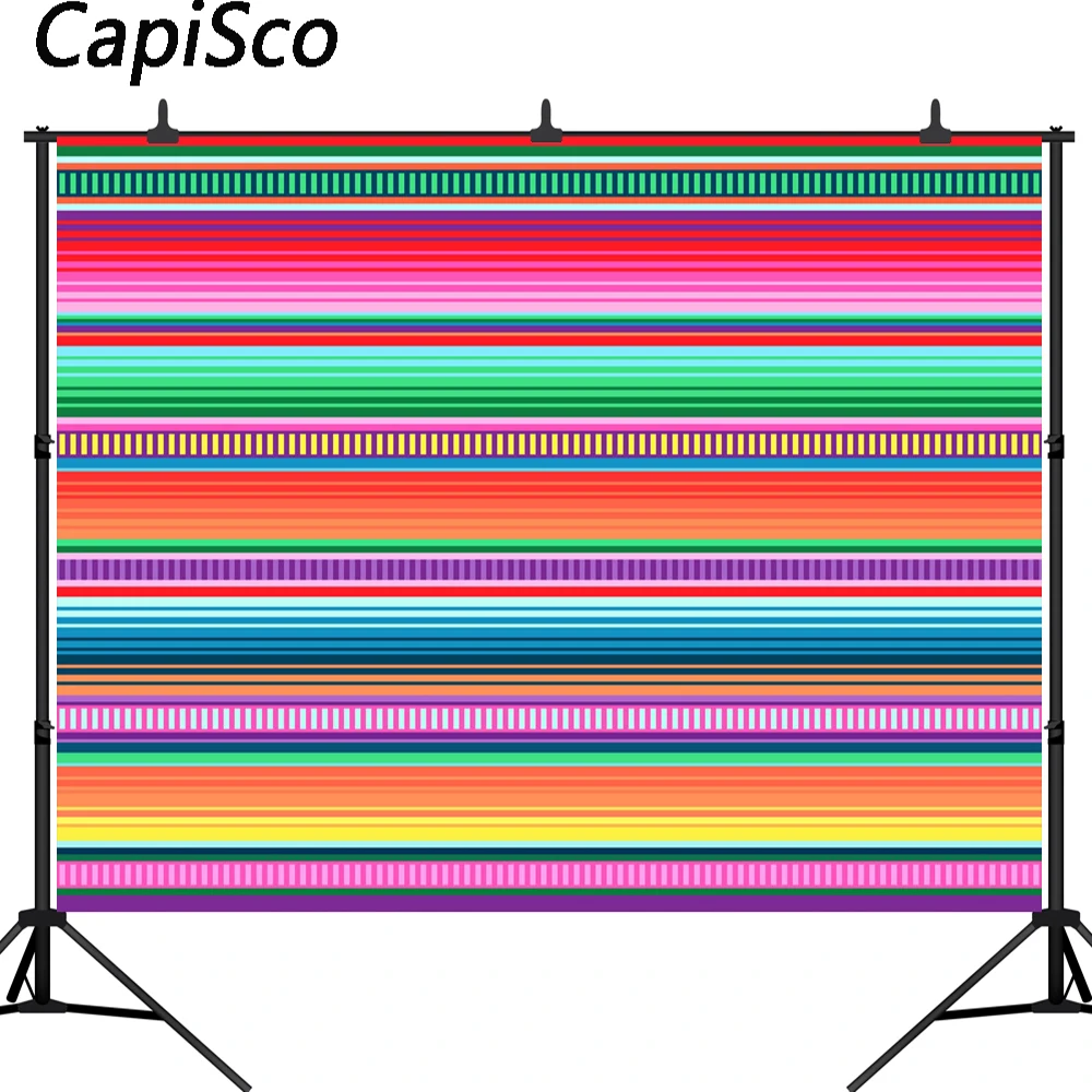 

Capisco photography background Mexican carnival party colorful stripe decor backdrop photocall shoot prop photobooth decor