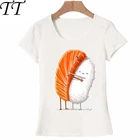 Женская футболка с рисунком суши-объятий, повседневный милый топ для девушек, лето 2021