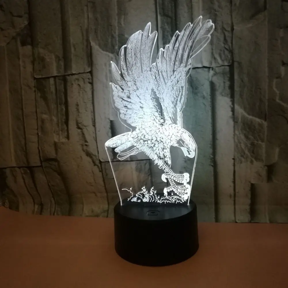 Новая светодиодная 3d лампа Eagle 7 цветов настольная с постепенным визуальным