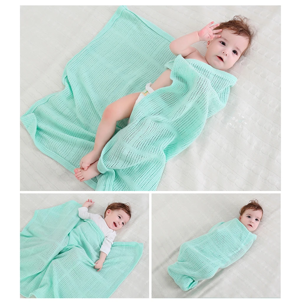 

100% Cotton Cellular Baby Throw Blanket Soft Breathable Pram Crib Moses Basket