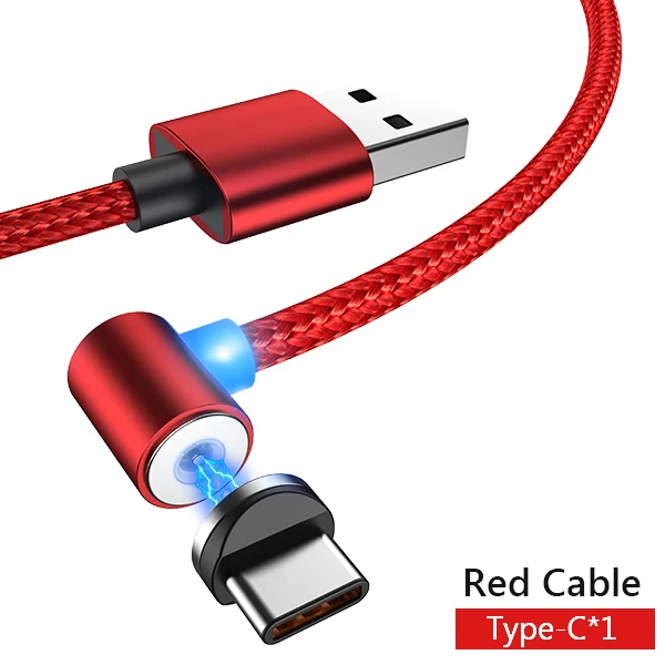 Red NOHON 90 градусов Магнитный кабель Тип usb док-станция с usb для Samsung S8 Plus магнит Быстрая зарядка для Xiaomi 5 6 huawei P9 Зарядное устройство кабель - Цвет: Red
