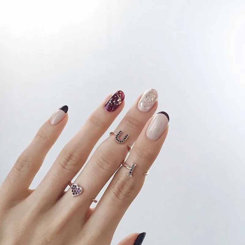 charm LOVE U ring fashion CZ heart loving cute fresh eternal S925 for woman girls adjustable open sweet finger jewelry | Украшения и