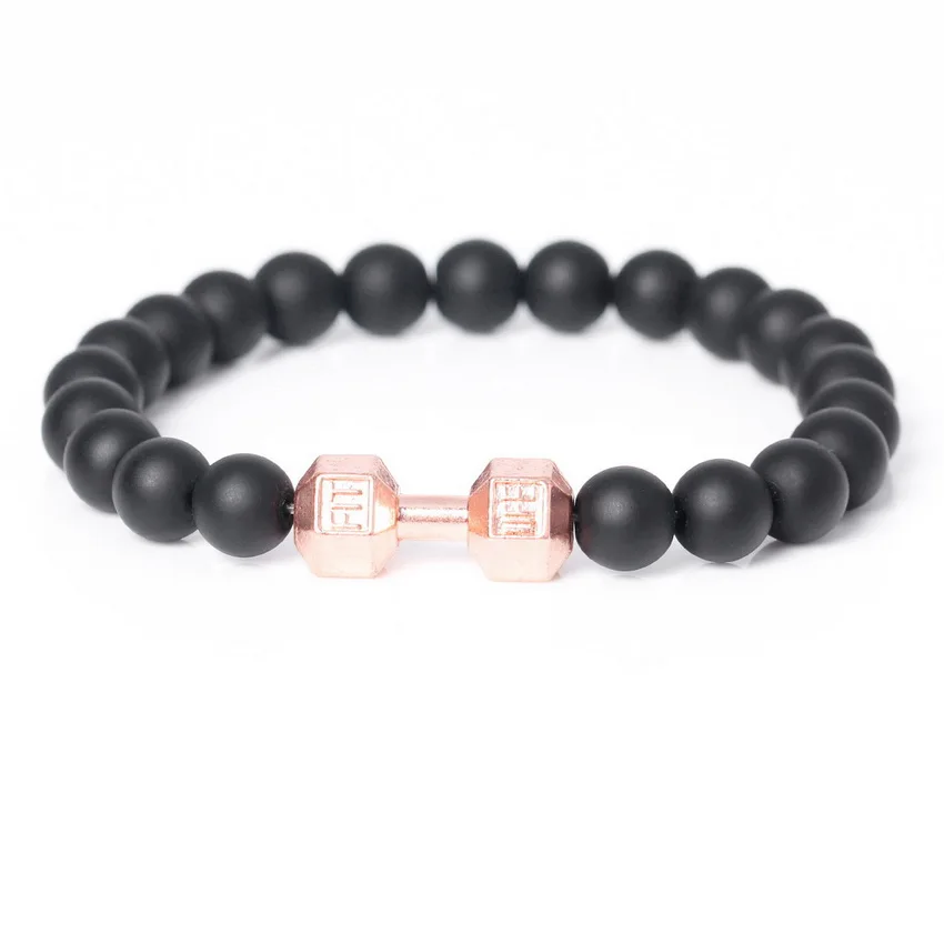 Спортивный браслет с гантелями серебристого цвета Высококачественный Браслет