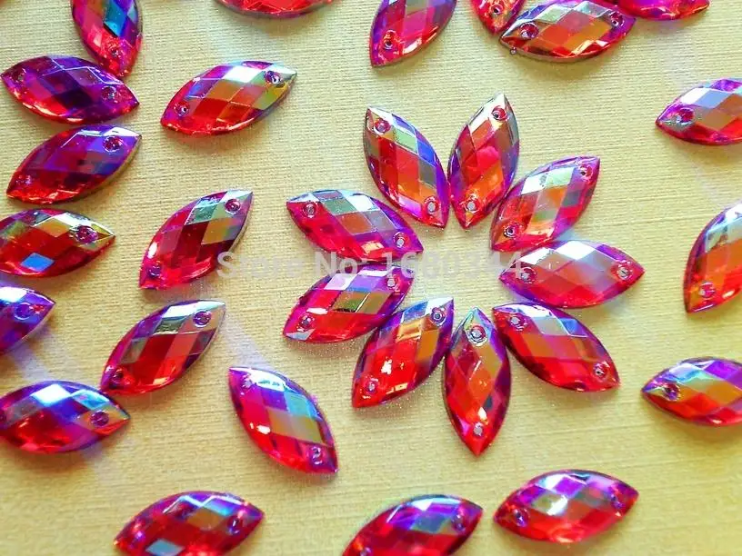 

Sew on stones Red AB colour 7*15mm Navette shape flatback rhinestones gemstones strass Acryl hand sewing for dress 200pcs/lot
