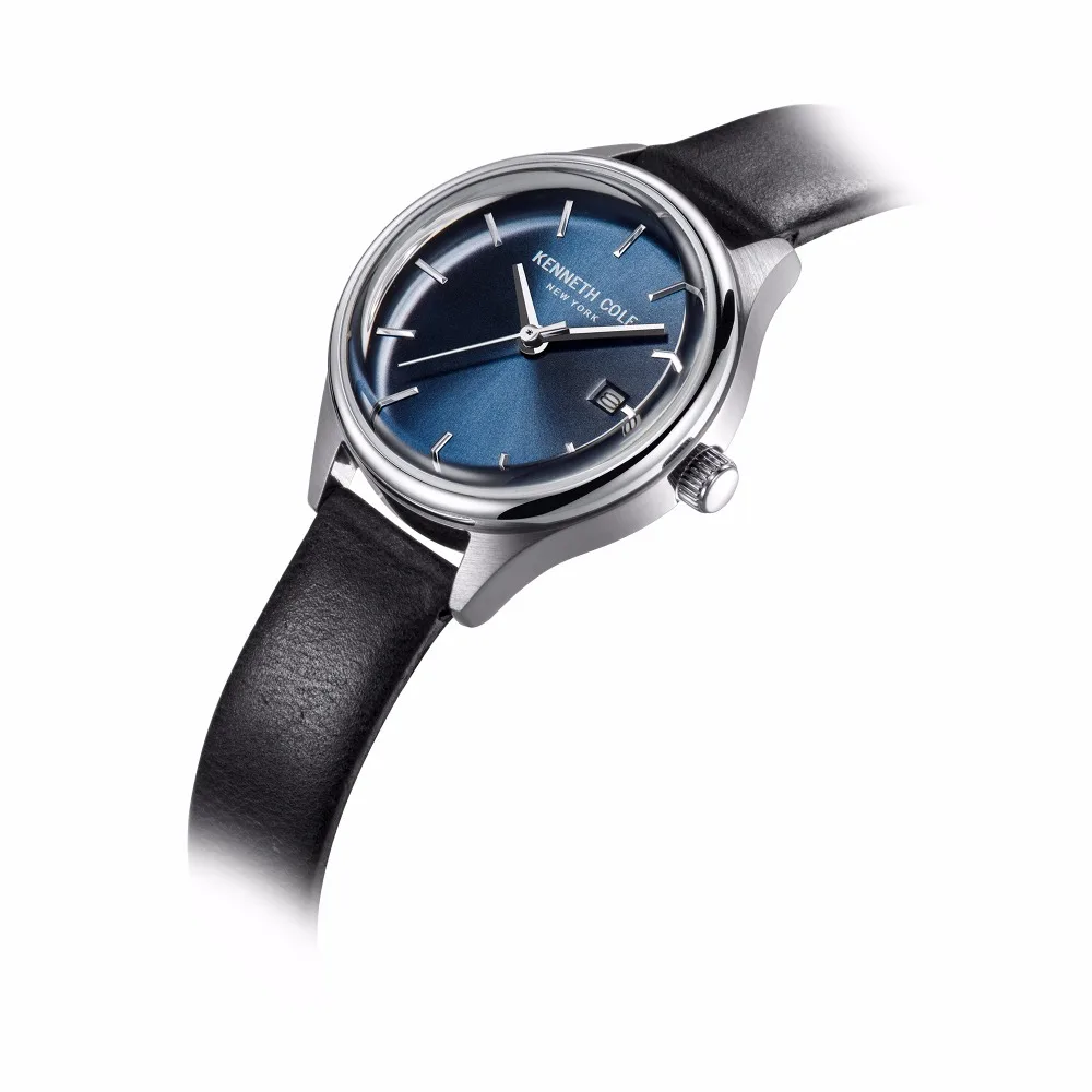 Kenneth Cole часы для пары для мужчин и женщин, кварцевые часы с черной кожаной пряжкой, водонепроницаемые часы с календарем для влюбленных, оригинальные часы KC10030839/36