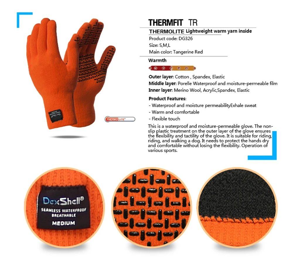 DexShell thermfit Neo сенсорный реального Водонепроницаемый Прихватки для мангала Для мужчин coolmax Рыбалка Велоспорт Спорт на открытом воздухе снег Лыжный Спорт ветрозащитный Прихватки для мангала