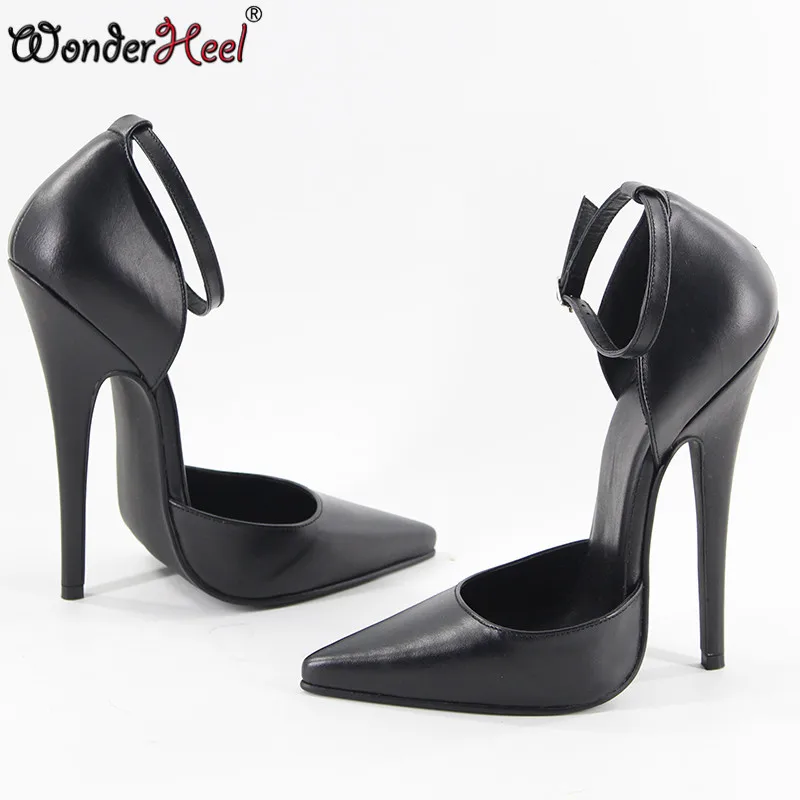 Wonderheel/Новинка матовые туфли из натуральной кожи на очень высоком каблуке 16 см