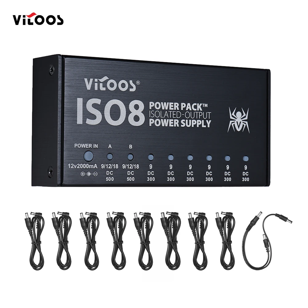 VITOOS ISO8 компактный размер гитарные эффекты Электропитание блок питания станция 8 изолированных DC выходов для 9 V/12 V/18 V гитарных эффектов